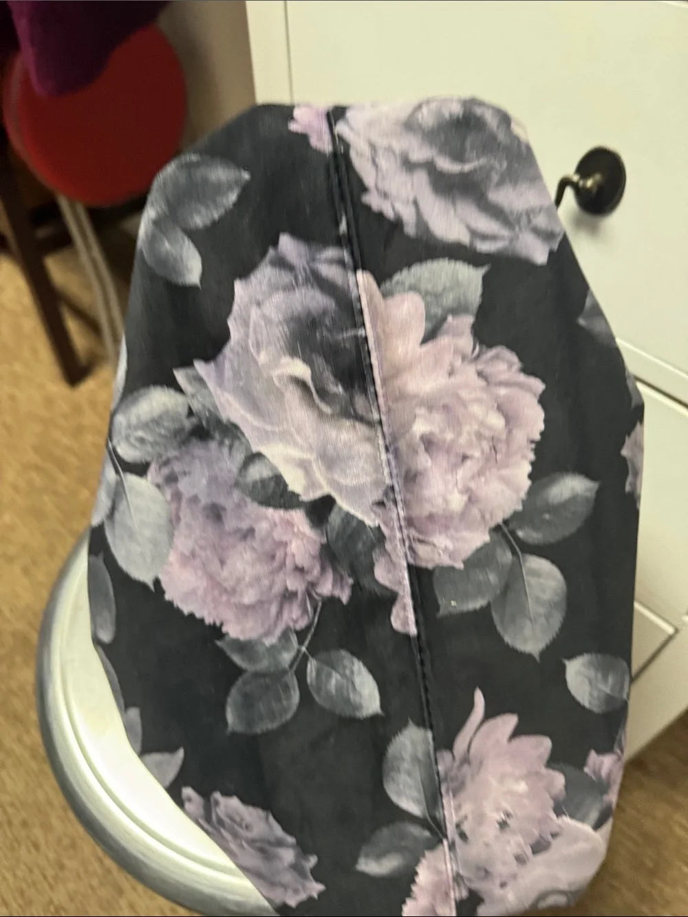 Floral Shoulder Hobo Bag in Black and Lavender